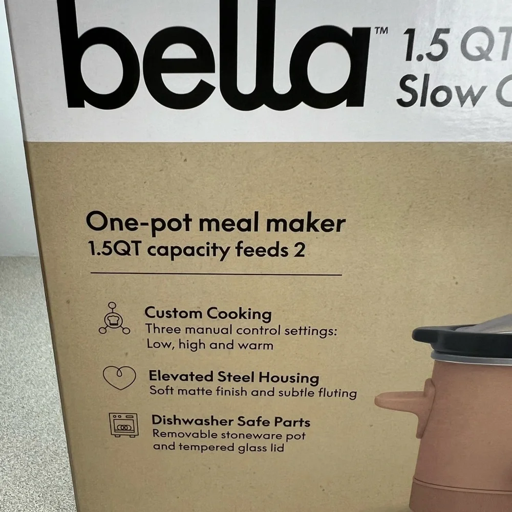 NEW Bella 1.5‎ Qt Slow Cooker Crockpot Ceramic Nonstick Blossom Pink